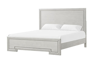 English Elm 1Pc Solid Wood Eastern King Panel Bed Rustic White Finish Transitional Bedroom Frame B2741S01137