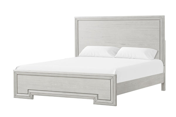 English Elm 1Pc Solid Wood Eastern King Panel Bed Rustic White Finish Transitional Bedroom Frame B2741S01137
