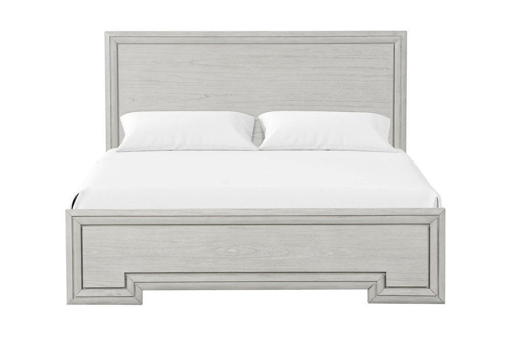 English Elm 1Pc Solid Wood Eastern King Panel Bed Rustic White Finish Transitional Bedroom Frame B2741S01137