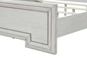 English Elm 1Pc Solid Wood Eastern King Panel Bed Rustic White Finish Transitional Bedroom Frame B2741S01137