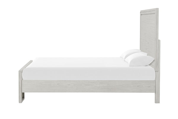English Elm 1Pc Solid Wood Eastern King Panel Bed Rustic White Finish Transitional Bedroom Frame B2741S01137