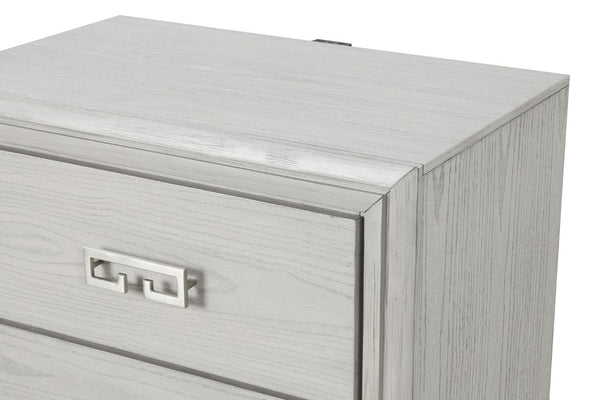 English Elm Simple Gorgeous Rustic White Solid Wood Eastern King Panel Bed and Nightstand Bedroom Set B2741S01139