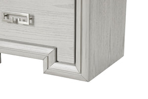 English Elm Simple Gorgeous Rustic White Solid Wood Eastern King Panel Bed and Nightstand Bedroom Set B2741S01139