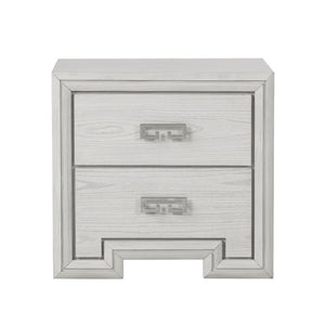 English Elm Simple Gorgeous Rustic White Solid Wood Eastern King Panel Bed and Nightstand Bedroom Set B2741S01139