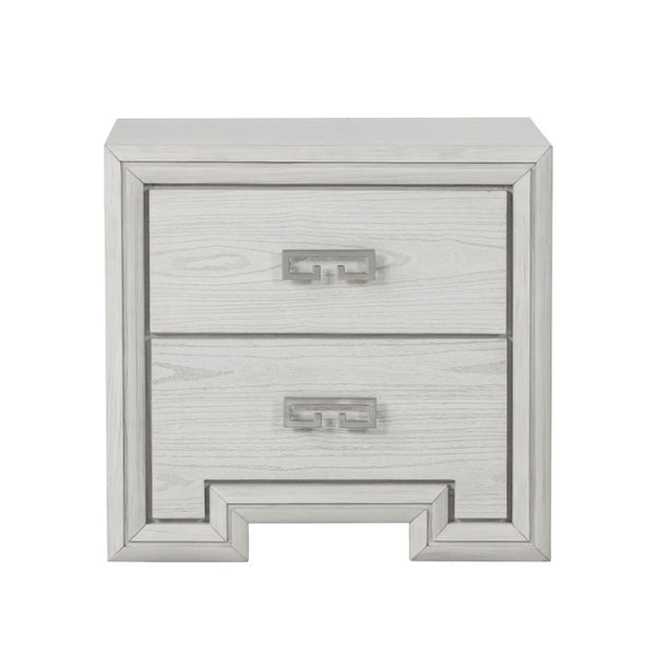 English Elm Simple Gorgeous Rustic White Solid Wood Eastern King Panel Bed and Nightstand Bedroom Set B2741S01139
