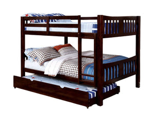 English Elm Transitional Full Over Bunk Bed Solid Wood Dark Walnut Finish with Lock Joint Frame B2741S01144