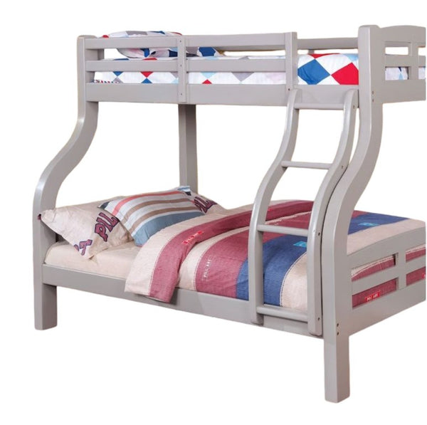 English Elm Transitional Twin Over Full Solid Wood Bunk Bed with Storage Drawers and Reversible Ladder Gray Engineered Wood,Solid Wood 80.38 L x 56.5 W x 70.63 H B2741S01158