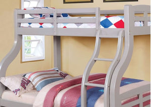 English Elm Transitional Twin Over Full Solid Wood Bunk Bed with Storage Drawers and Reversible Ladder Gray Engineered Wood,Solid Wood 80.38 L x 56.5 W x 70.63 H B2741S01158