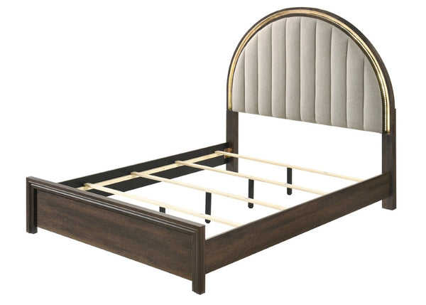 English Elm Unique Queen Platform Bed Curved Tall Headboard Ambient Wood Contemporary Bedroom B2741S01162