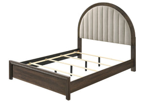 English Elm Unique Queen Platform Bed Curved Tall Headboard Ambient Wood Contemporary Bedroom B2741S01162