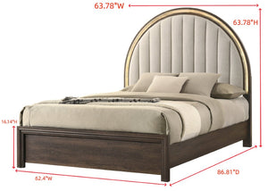 English Elm Unique Queen Platform Bed Curved Tall Headboard Ambient Wood Contemporary Bedroom B2741S01162