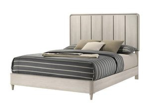 English Elm 1Pc Queen Panel Bed Solid Wood Construction Tall Headboard Contemporary Bedroom Frame Antique White B2741S01170