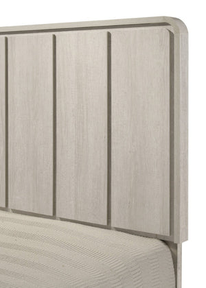 English Elm 1Pc Queen Panel Bed Solid Wood Construction Tall Headboard Contemporary Bedroom Frame Antique White B2741S01170