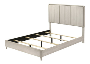 English Elm 1Pc Queen Panel Bed Solid Wood Construction Tall Headboard Contemporary Bedroom Frame Antique White B2741S01170