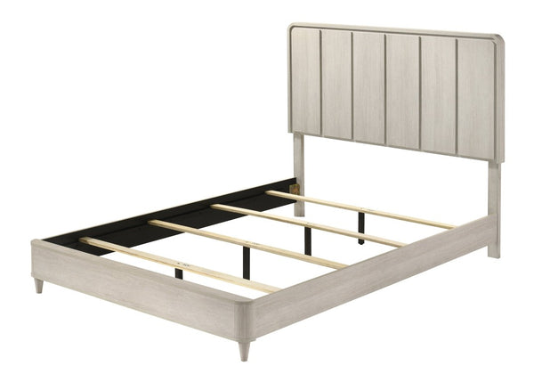 English Elm 1Pc Queen Panel Bed Solid Wood Construction Tall Headboard Contemporary Bedroom Frame Antique White B2741S01170