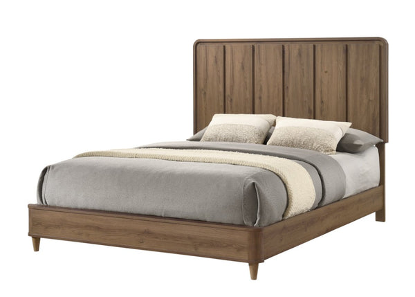 English Elm 1Pc Queen Panel Bed Solid Wood Construction Tall Headboard Contemporary Bedroom Frame Brown B2741S01174
