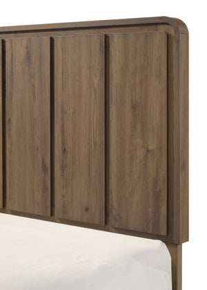 English Elm 1Pc Queen Panel Bed Solid Wood Construction Tall Headboard Contemporary Bedroom Frame Brown B2741S01174