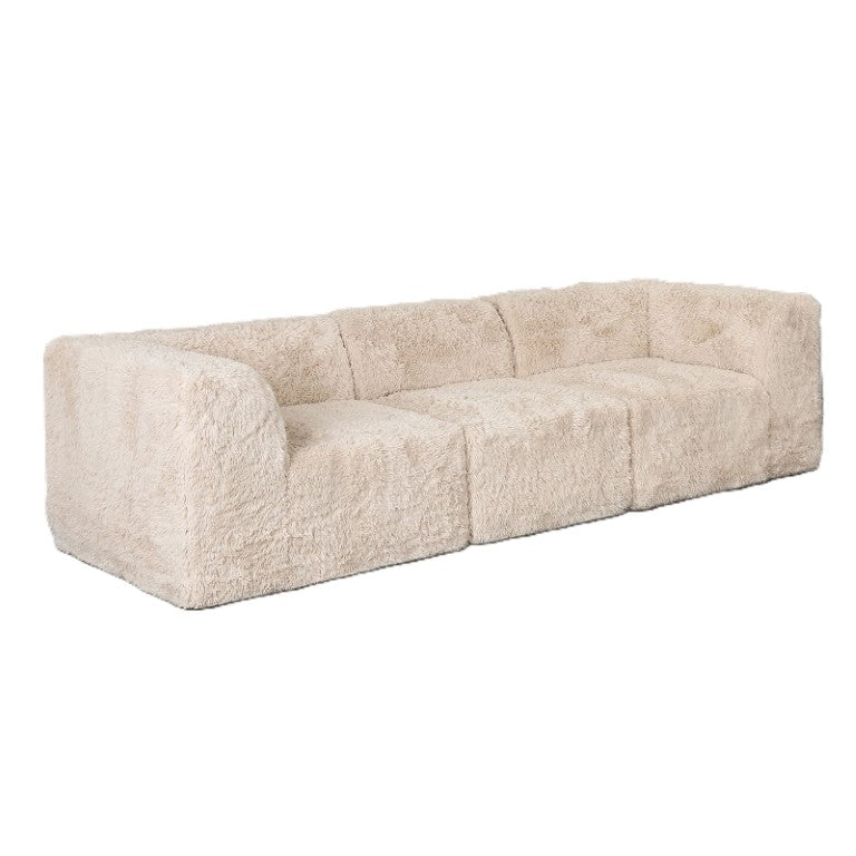 English Elm Sand Faux Fur Modular Sectional Sofa Set Three Piece Low Profile Deep Lounge Couch B2741S01183
