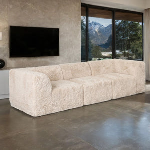 English Elm Modular Faux Fur Sectional Sofa Set with Deep Foam Seating for Cozy Living Rooms Sand B2741S01185