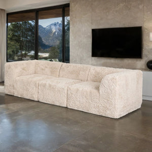 English Elm Modular Faux Fur Sectional Sofa Set with Deep Foam Seating for Cozy Living Rooms Sand B2741S01185