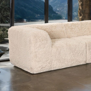 English Elm Modular Faux Fur Sectional Sofa Set with Deep Foam Seating for Cozy Living Rooms Sand B2741S01185