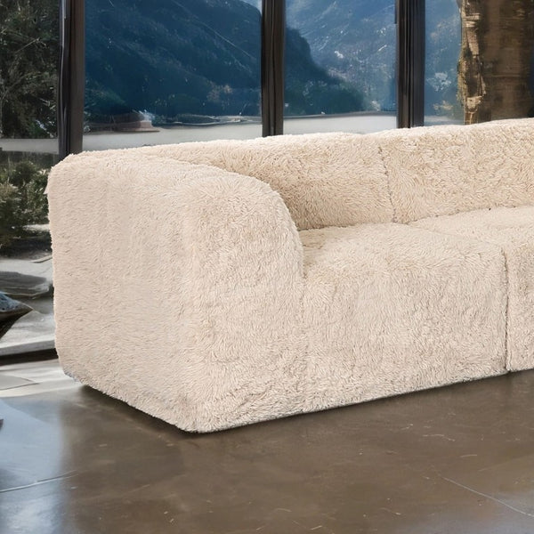 English Elm Modular Faux Fur Sectional Sofa Set with Deep Foam Seating for Cozy Living Rooms Sand B2741S01185
