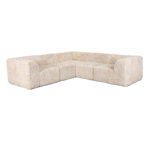 English Elm Living Room 5 Piece Modular Sectional Plush Faux Fur Low Profile Reconfigurable Pit Sofa Sand B2741S01188
