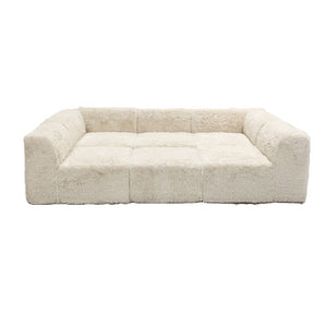 English Elm Living Room 6 Piece Faux Fur Modular Sectional Daybed with High Density Foam Seating Sand B2741S01190