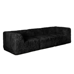 English Elm Modular Faux Fur Sectional Sofa Set with Deep Foam Seating for Cozy Living Rooms Black B2741S01193