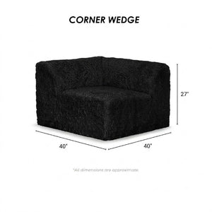 English Elm Living Room 5 Piece Modular Sectional Plush Faux Fur Low Profile Reconfigurable Pit Sofa Black B2741S01196