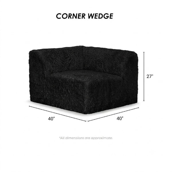 English Elm Living Room 7 Piece Modular Sectional Faux Fur Upholstered L Shape Lounge Sofa Set Black B2741S01197