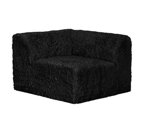 English Elm Living Room 7 Piece Modular Sectional Faux Fur Upholstered L Shape Lounge Sofa Set Black B2741S01197