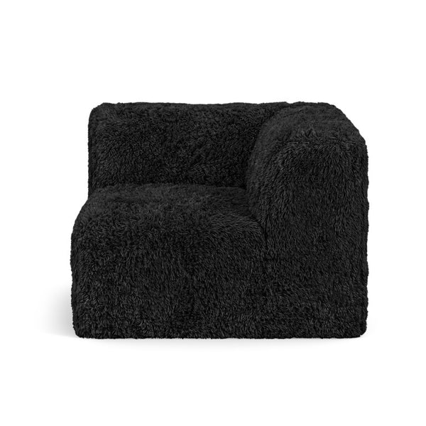 English Elm Living Room 6 Piece Faux Fur Modular Sectional Daybed with High Density Foam Seating Black B2741S01198