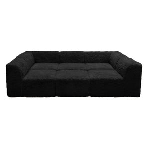 English Elm Living Room 6 Piece Faux Fur Modular Sectional Daybed with High Density Foam Seating Black B2741S01198