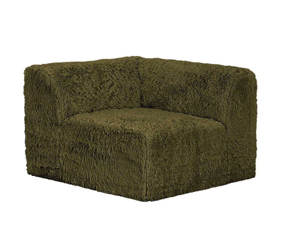 English Elm Olive Green Faux Fur Modular Sectional Set with High Density Foam Lounge Seating B2741S01199