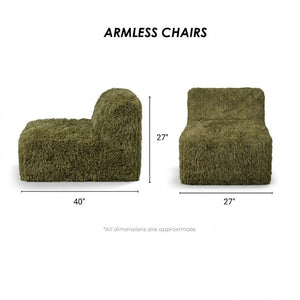 English Elm Modular Faux Fur Sectional Sofa Set with Deep Foam Seating for Cozy Living Rooms Olive Green B2741S01201