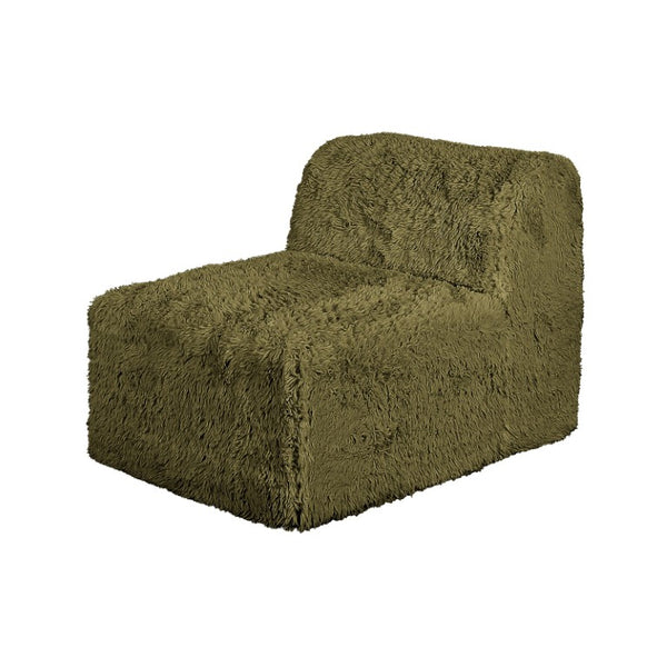 English Elm Modular Faux Fur Sectional Sofa Set with Deep Foam Seating for Cozy Living Rooms Olive Green B2741S01201