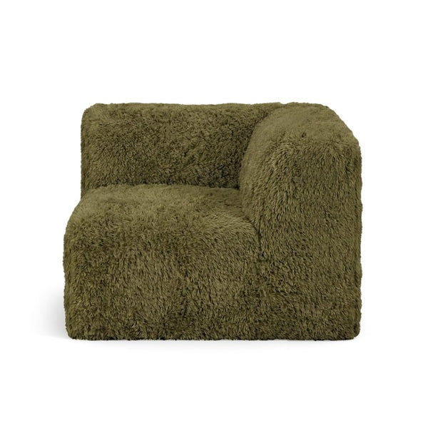 English Elm Living Room 5 Piece Modular Sectional Plush Faux Fur Low Profile Reconfigurable Pit Sofa Olive Green B2741S01204