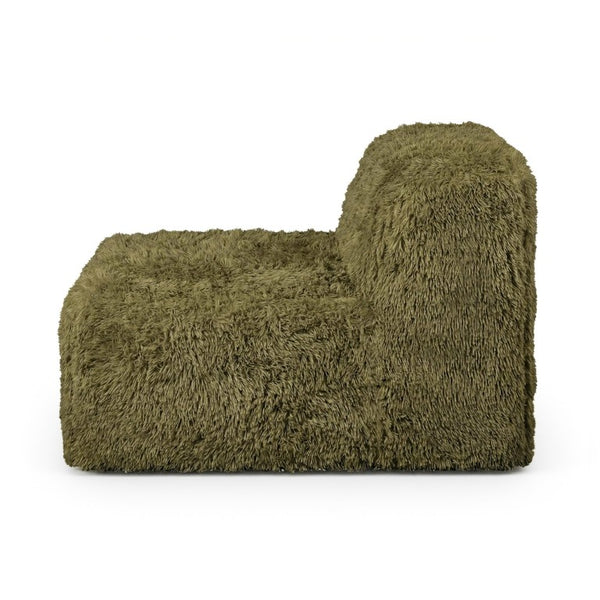 English Elm Living Room 5 Piece Modular Sectional Plush Faux Fur Low Profile Reconfigurable Pit Sofa Olive Green B2741S01204