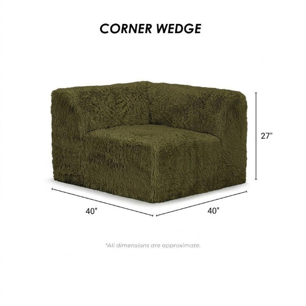 English Elm Living Room 6 Piece Faux Fur Modular Sectional Daybed with High Density Foam Seating Olive Green B2741S01206