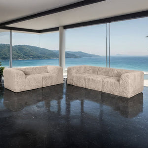 English Elm Modular Faux Fur Sectional Sofa Set with Deep Foam Seating for Cozy Living Rooms Taupe B2741S01209