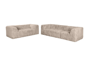 English Elm Modular Faux Fur Sectional Sofa Set with Deep Foam Seating for Cozy Living Rooms Taupe B2741S01209