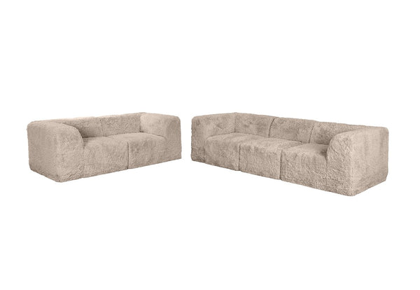 English Elm Modular Faux Fur Sectional Sofa Set with Deep Foam Seating for Cozy Living Rooms Taupe B2741S01209