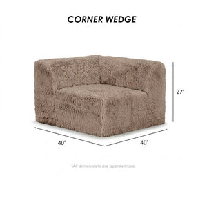 English Elm Modular Faux Fur Sectional Sofa Set with Deep Foam Seating for Cozy Living Rooms Taupe B2741S01209