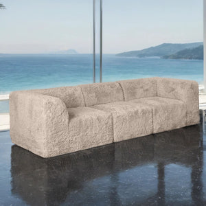 English Elm Modular Faux Fur Sectional Sofa Set with Deep Foam Seating for Cozy Living Rooms Taupe B2741S01209