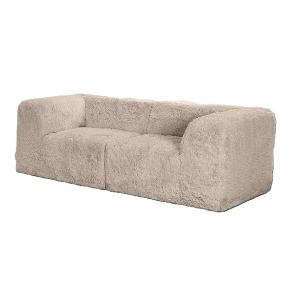 English Elm Modular Faux Fur Sectional Sofa Set with Deep Foam Seating for Cozy Living Rooms Taupe B2741S01209