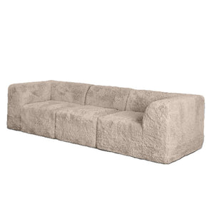 English Elm Modular Faux Fur Sectional Sofa Set with Deep Foam Seating for Cozy Living Rooms Taupe B2741S01209