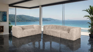 English Elm Modular Faux Fur Sectional Sofa Set with Deep Foam Seating for Cozy Living Rooms Taupe B2741S01209