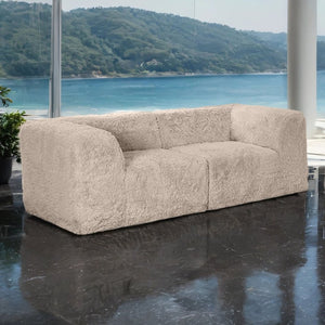 English Elm Modular Faux Fur Sectional Sofa Set with Deep Foam Seating for Cozy Living Rooms Taupe B2741S01209