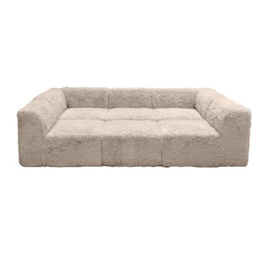 English Elm Living Room 6 Piece Faux Fur Modular Sectional Daybed with High Density Foam Seating Taupe B2741S01214